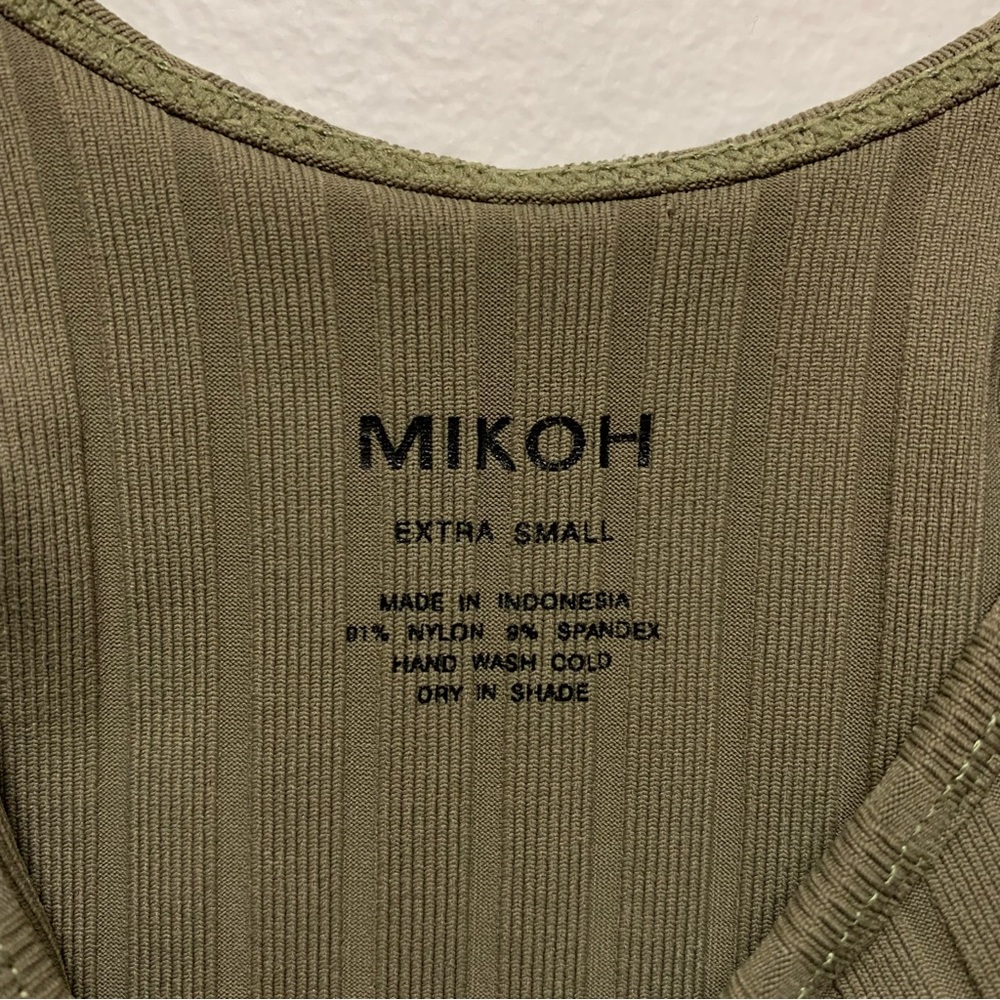 Mikoh Yumi Ribbed‎ One Piece Swimsuit/Bodysuit XS Olive Green Low Back Tank - Picture 11 of 11